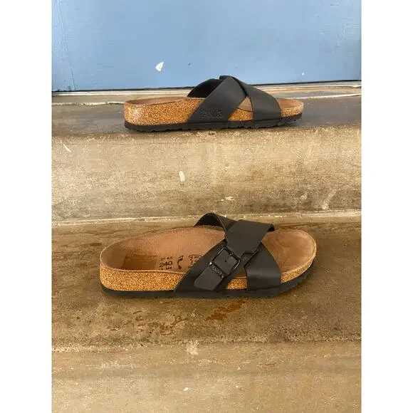 Birkenstock “Birki’s” black cross cross style slide sandals -size 37 - Picture 2 of 7